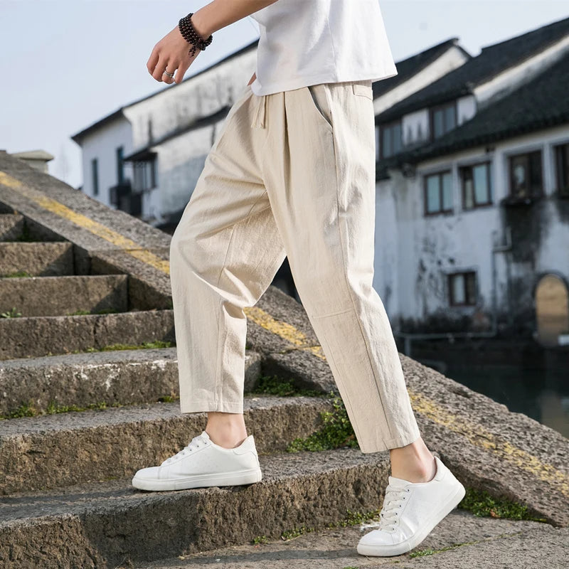 Men's Linen Drawstring Trousers – Veneto Relaxed Summer Wear – view 2