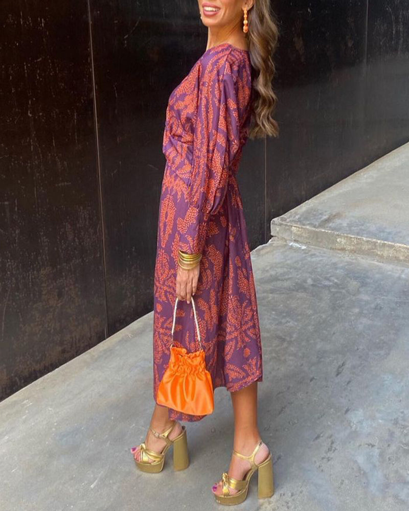 Women's Printed A-Line Maxi Dress - Wedding Guest Elegance