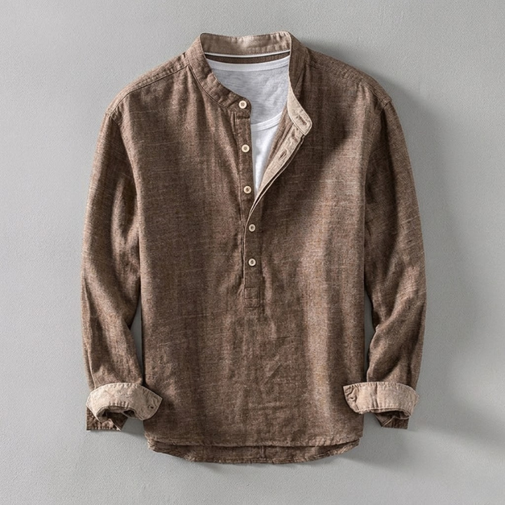 Men's Japanese Linen Henley Shirt – Breathable Summer Smart Casual – view 6