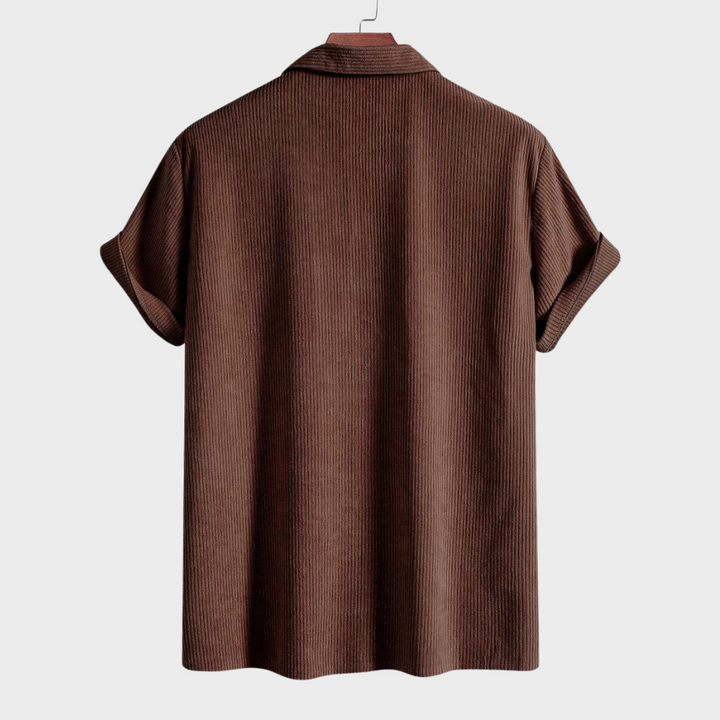 Men's Corduroy Cuban Collar Shirt – Short Sleeve Summer Staple – view 2
