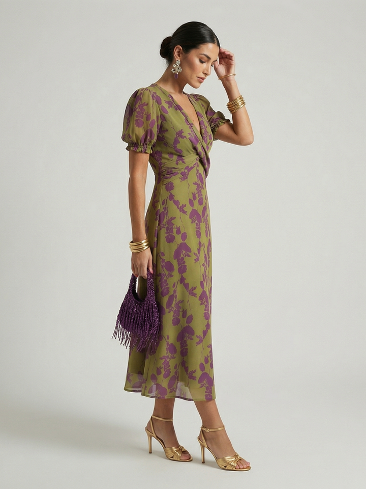 Women's Relaxed Floral Midi Dress - Everyday Comfort