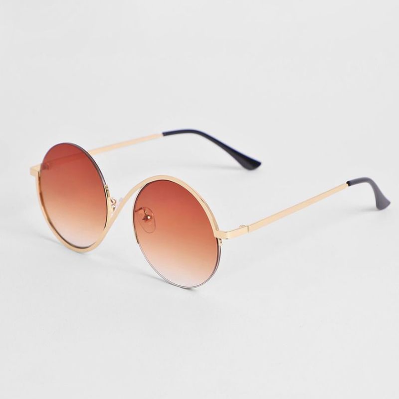 Women's Round Metal Sunglasses – Retro Gradient Lenses, UV Protection
