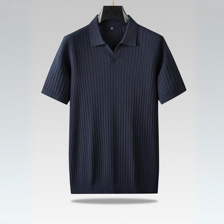 Men's Knitted Polo Shirt – Breathable Ribbed Summer Knit
