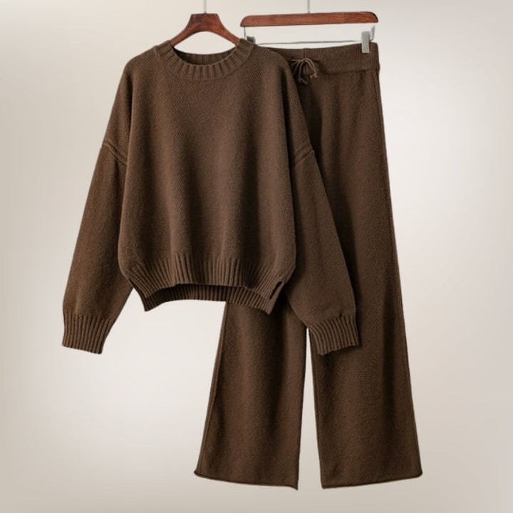 Women's Knitted Two-Piece Set – Jumper and Wide-Leg Trousers – view 3