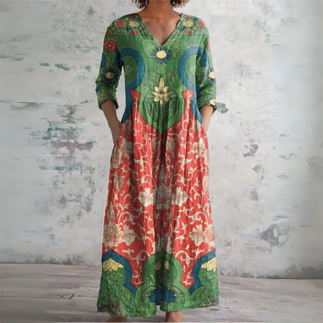 Women's Vintage Floral Maxi Dress – Effortless Everyday Elegance