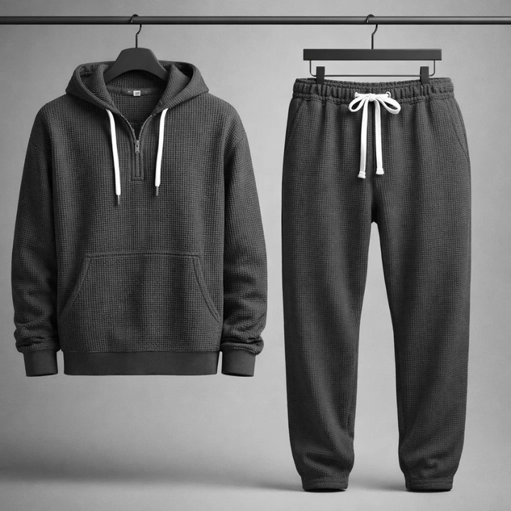 Men's Waffle-Knit Set – Quarter-Zip Hoodie & Joggers – view 11