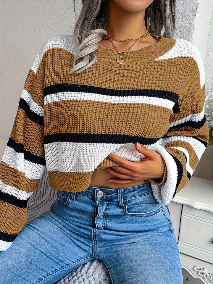 Women's Cropped Knit Jumper – Soft Ribbed Spring Layer – view 9