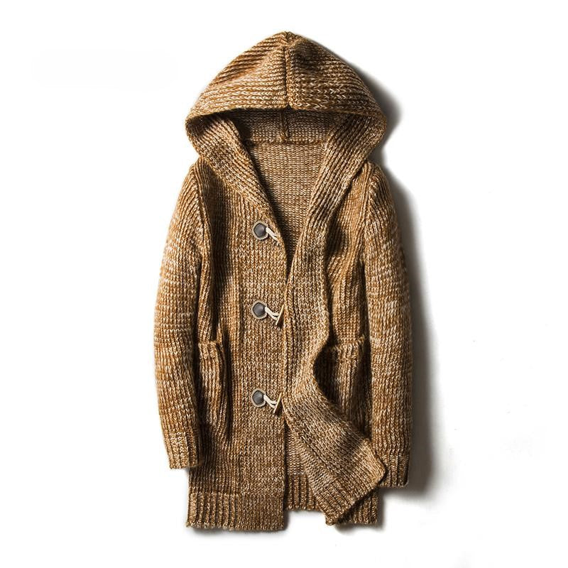 Men's Chunky Knit Hooded Toggle Cardigan – Cosy Winter Layering