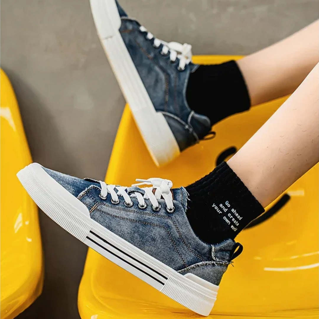 Men's Denim Trainers – Casual Low-Top Sneakers with Grip Sole – view 6