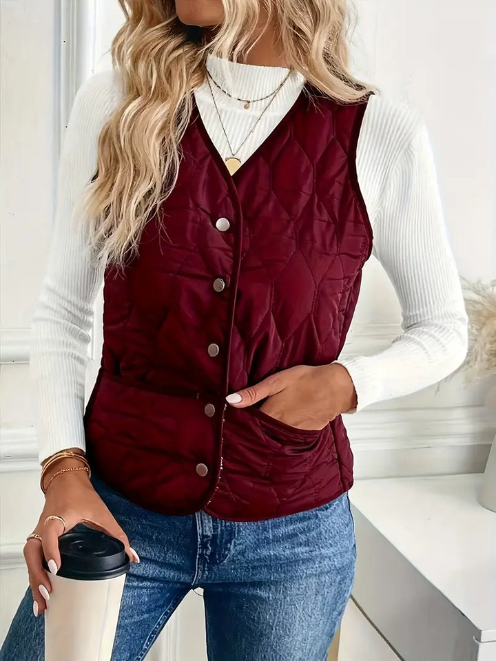Women's Diamond Quilted Gilet – Sherpa-Lined Layering Vest – view 10
