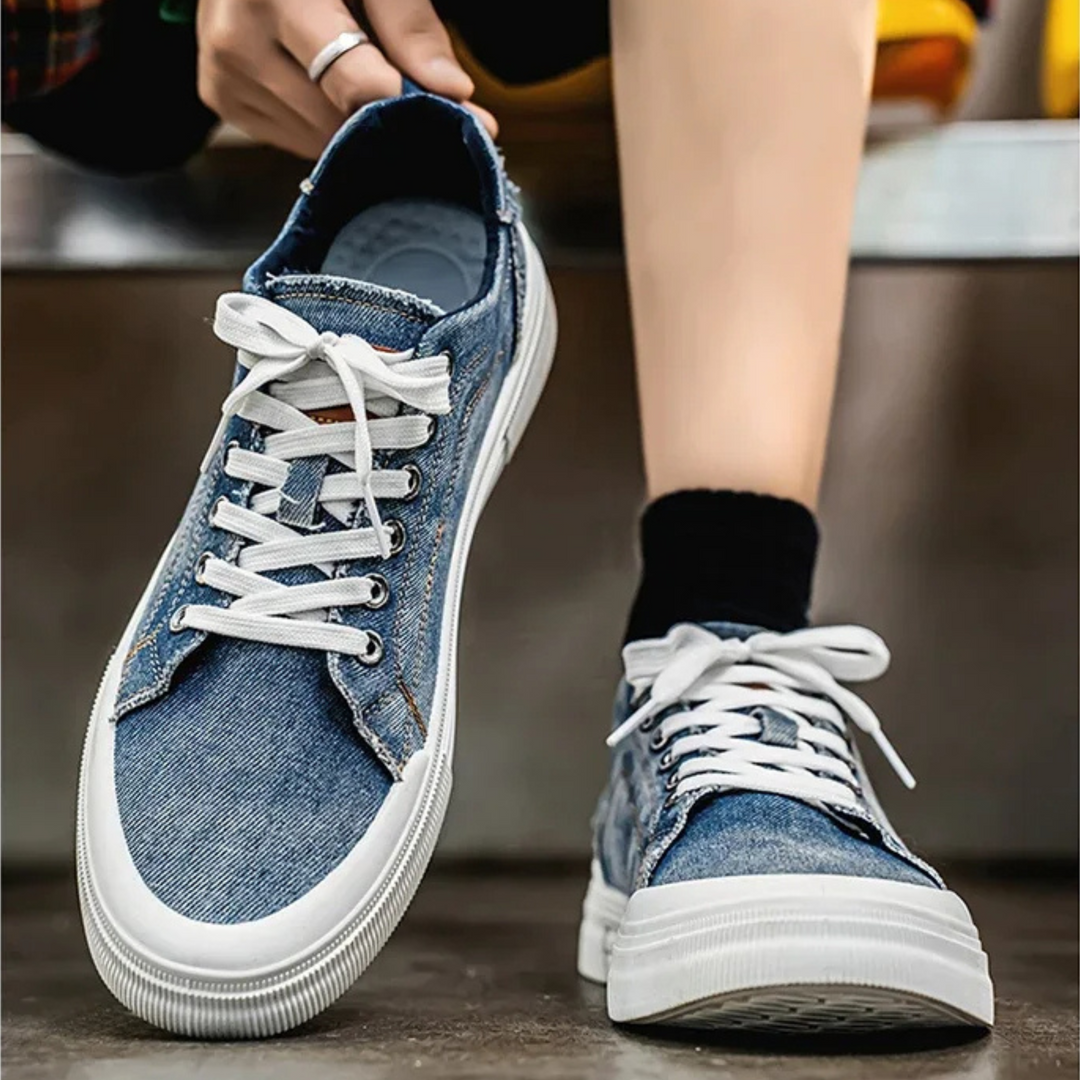 Men's Denim Trainers – Casual Low-Top Sneakers with Grip Sole – view 4