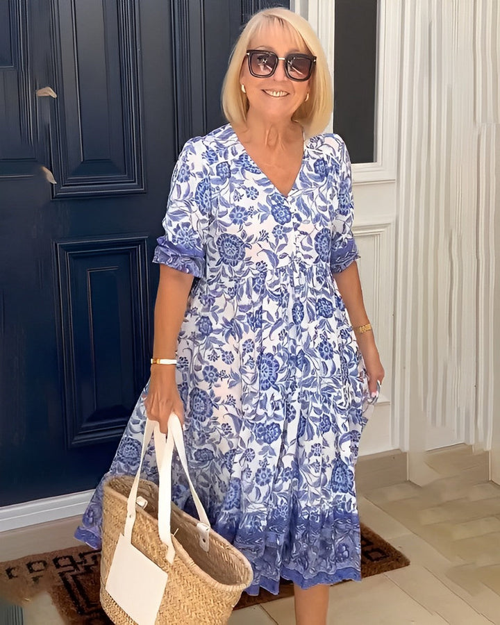 Women's Floral Viscose Maxi Dress - Flattering Everyday Sophistication