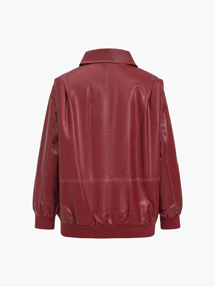 Women's Faux Leather Jacket – Relaxed Zip-Up Moto Style – view 2