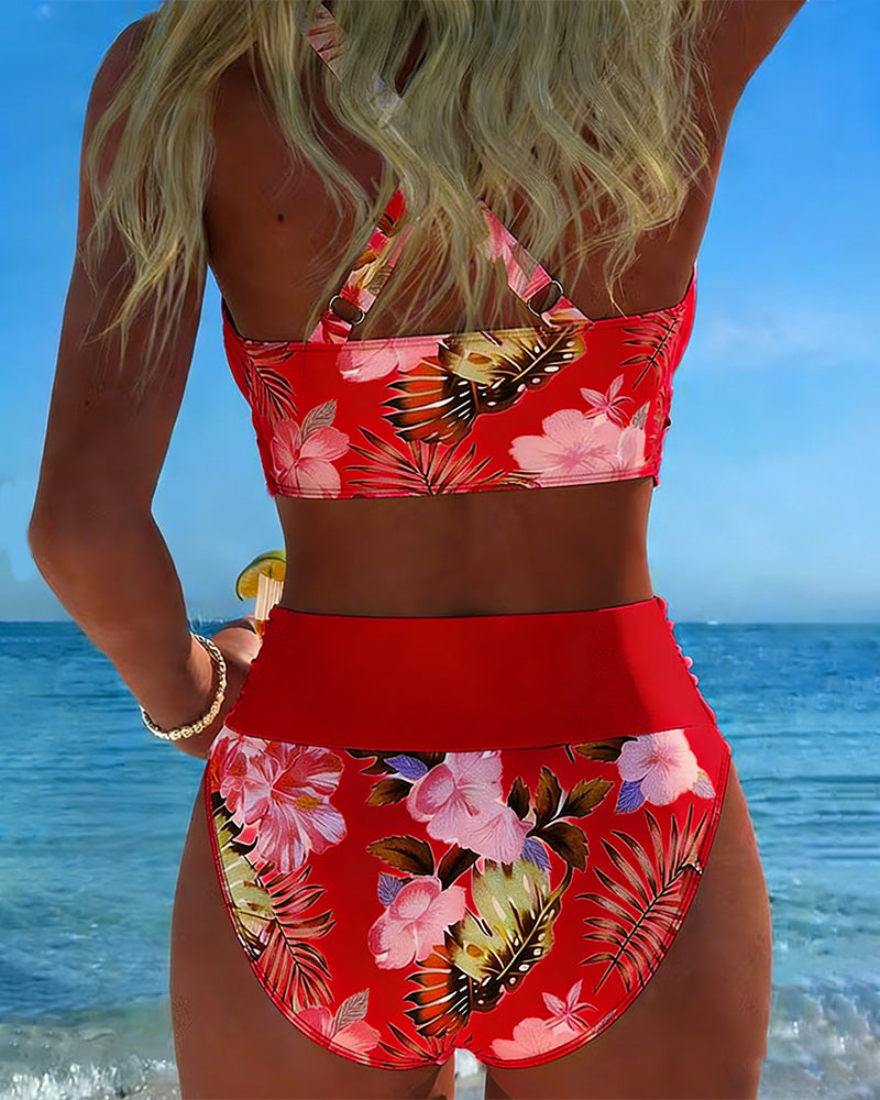 Women's Floral Print Bikini Set - Delicate Feminine Charm