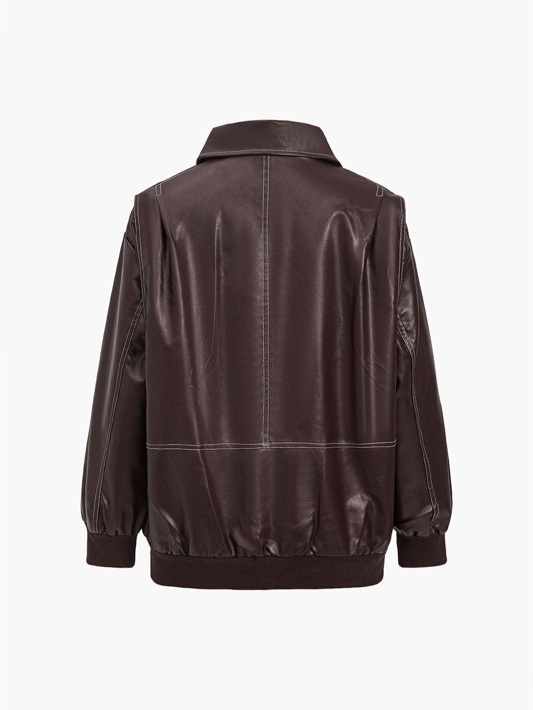 Women's Faux Leather Jacket – Relaxed Zip-Up Moto Style