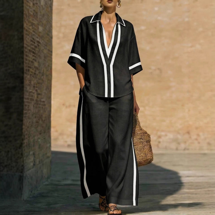 Women's Contrast Lined Two Piece Set - Soft Flowing