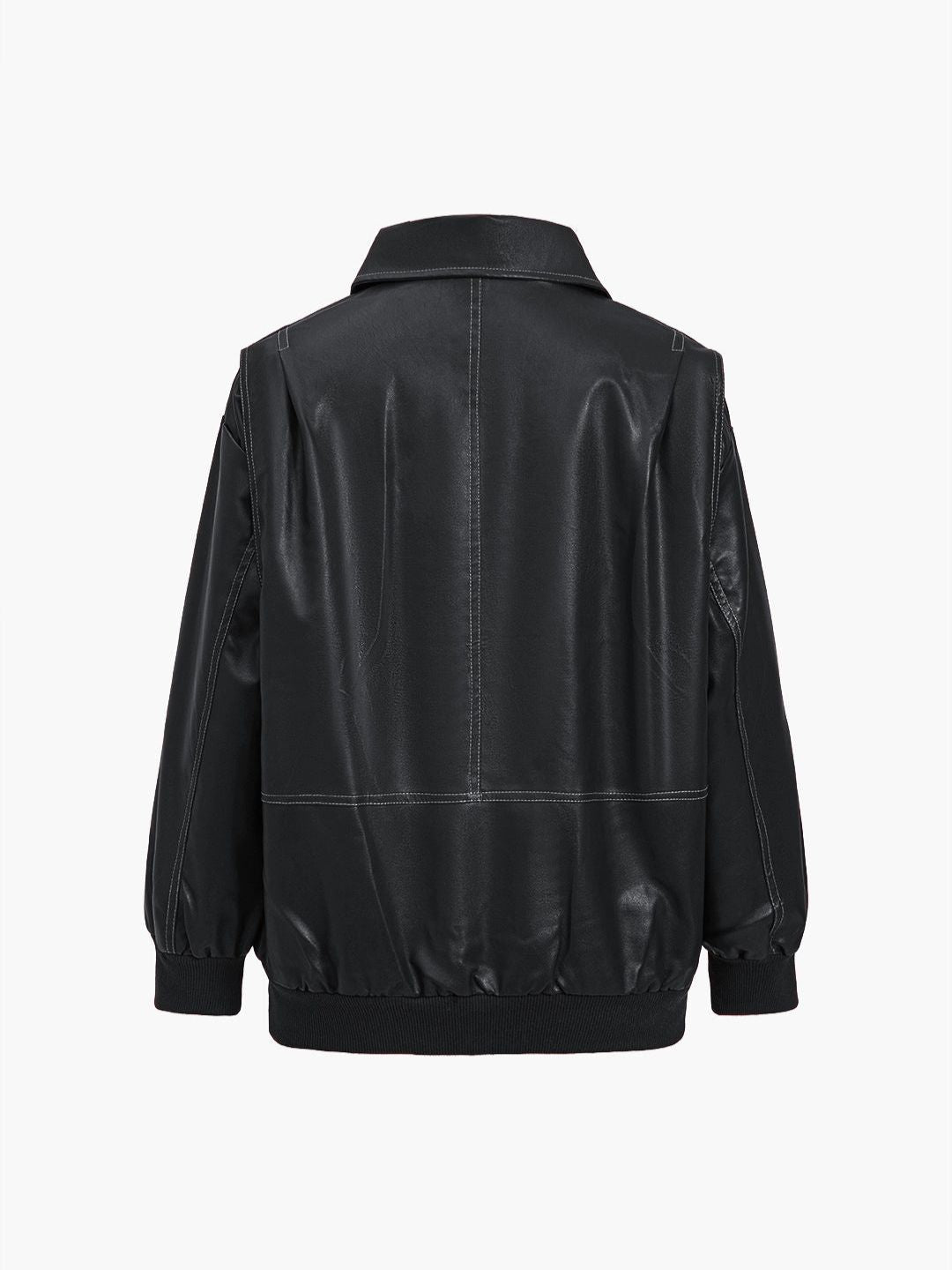 Women's Faux Leather Jacket – Relaxed Zip-Up Moto Style