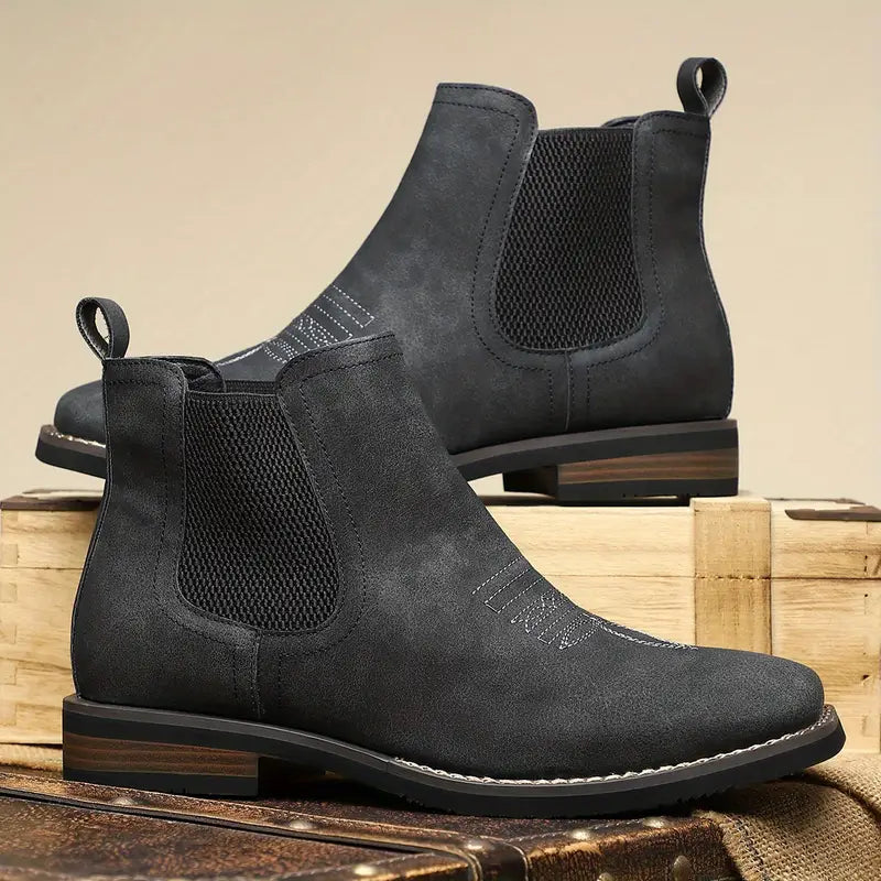 Men's Leather Chelsea Boots – Western Stitch – Stacked Sole – view 11