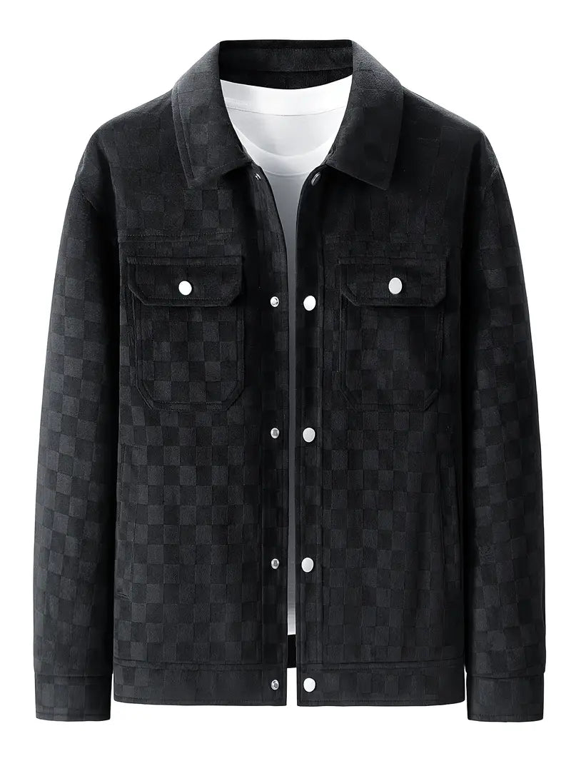 Men's Suede Checkerboard Jacket – Lined Smart-Casual Layer – view 2