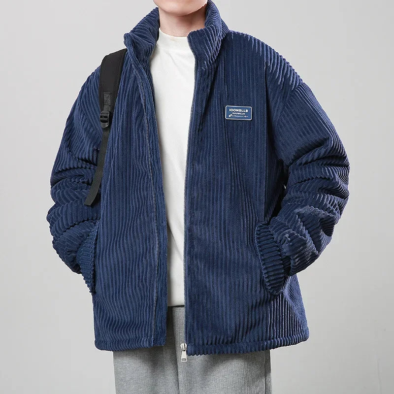 Men's Corduroy Jacket – Quilted Lining, Funnel Neck Warmth