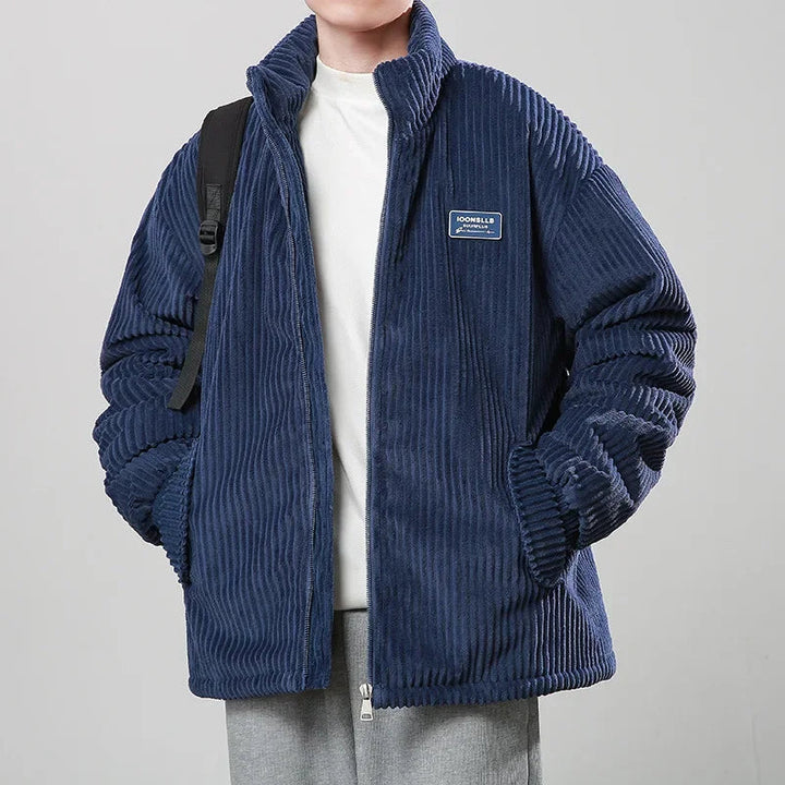 Men's Corduroy Jacket – Quilted Lining, Funnel Neck Warmth