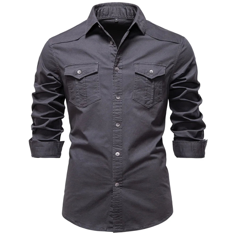 Men's Cotton Utility Overshirt – Heavyweight Workwear Shirt – view 4