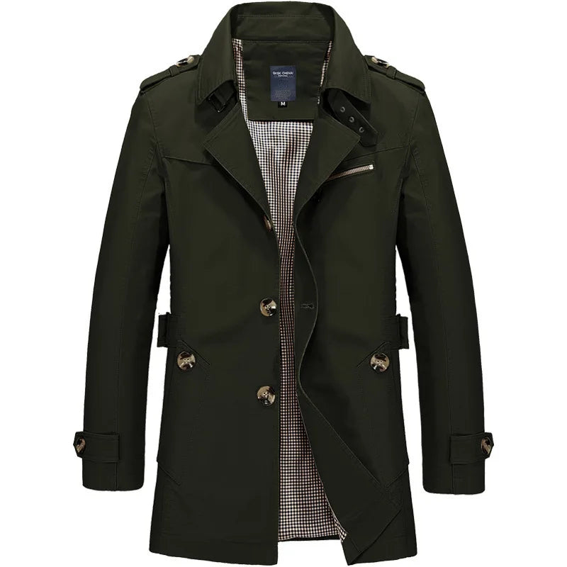 Men's Cotton Trench Coat – Single-Breasted Classic Mac – view 5