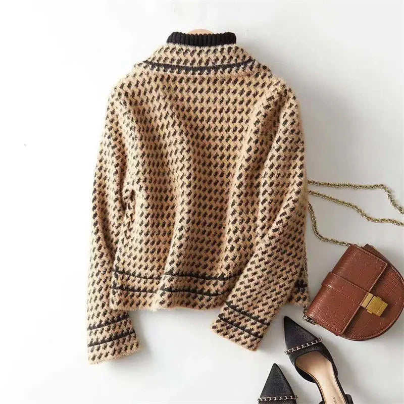 Women's Houndstooth Knit Jacket – Tailored Blazer-Style Layer – view 6