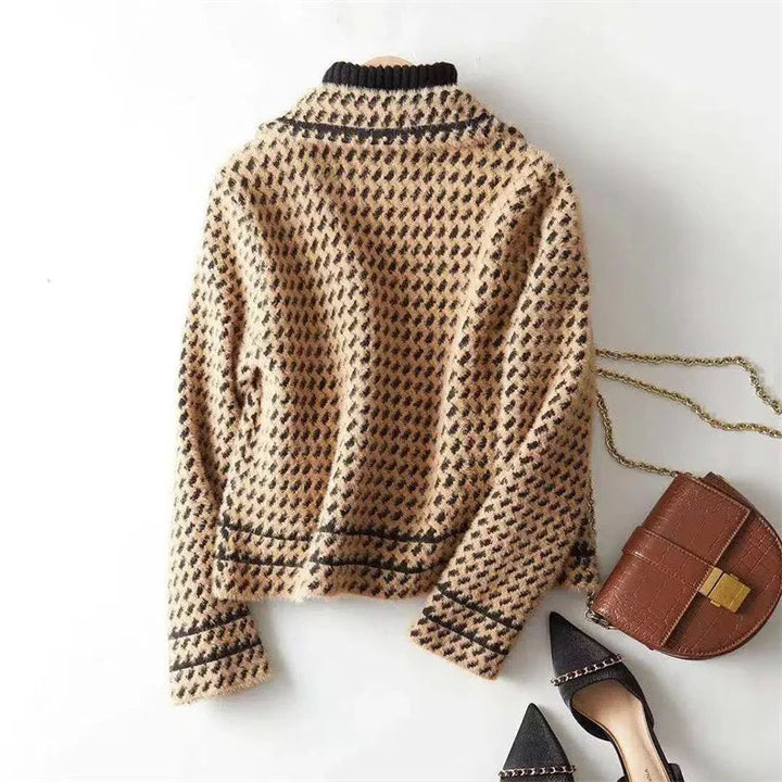 Women's Houndstooth Knit Jacket – Tailored Blazer-Style Layer – view 6