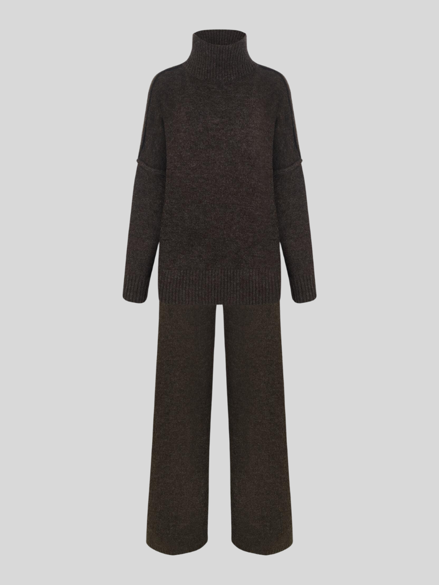 Women's Knit Co-ord Set – Roll Neck Jumper & Wide-Leg Trousers – view 10
