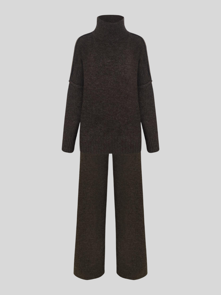 Women's Knit Co-ord Set – Roll Neck Jumper & Wide-Leg Trousers – view 10