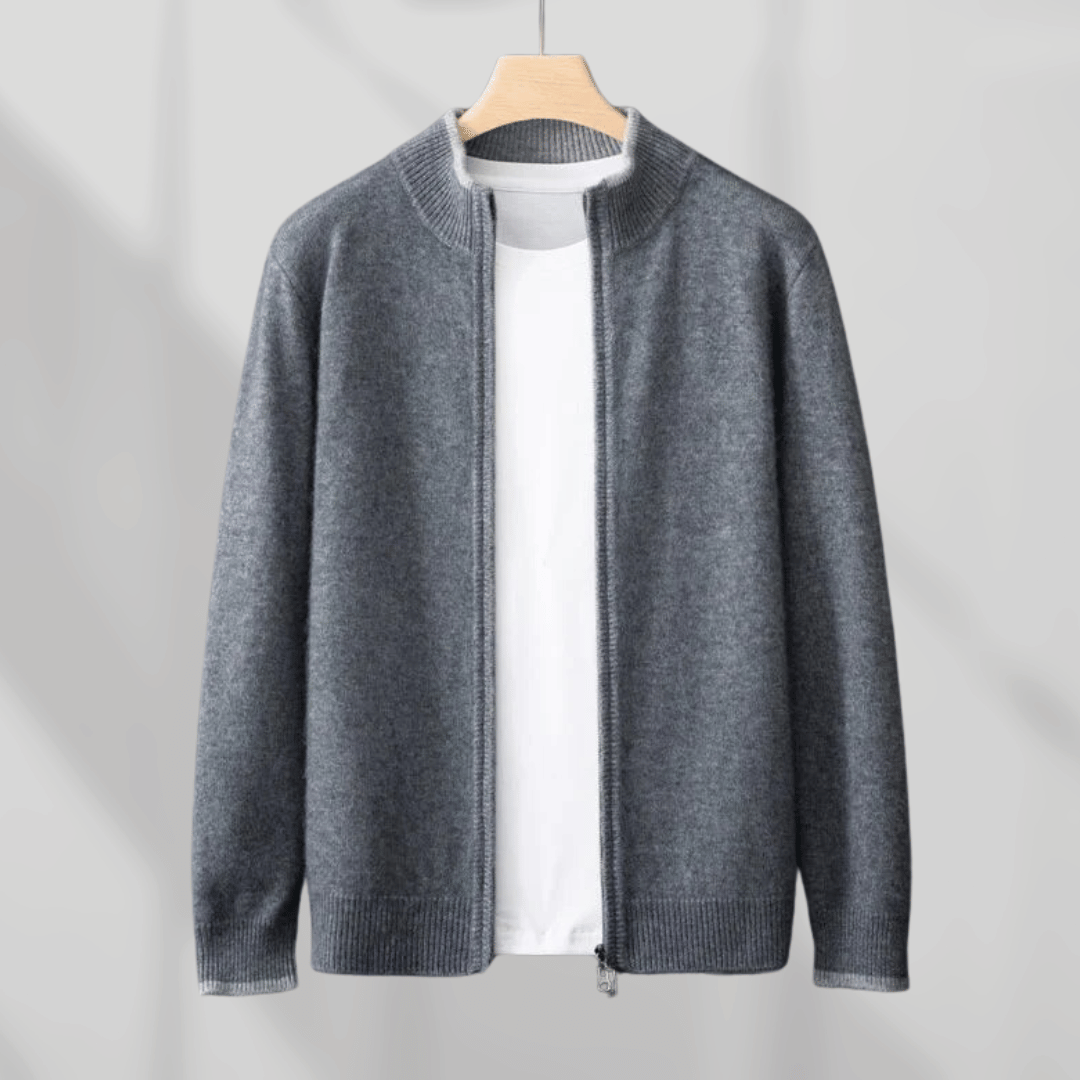 Men's Cashmere Zip Cardigan – Ashford Fine Knit Layer – view 7