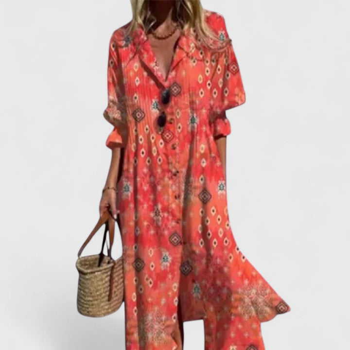 Women's Elegant Boho Dress - Vibrant & Flattering Style
