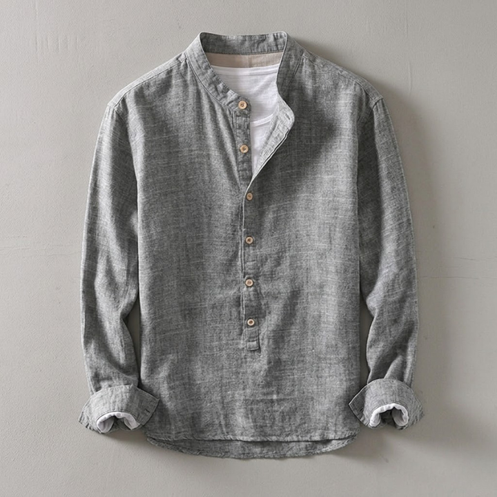 Men's Japanese Linen Henley Shirt – Breathable Summer Smart Casual – view 7