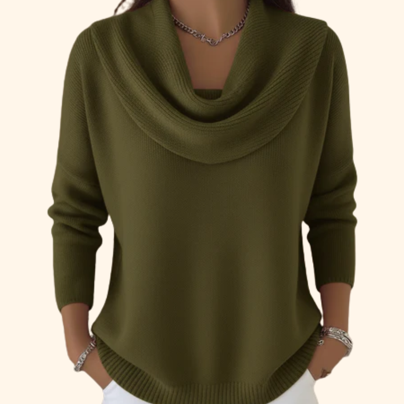Women's Cotton-Blend Sweater with Collar - Effortless Everyday