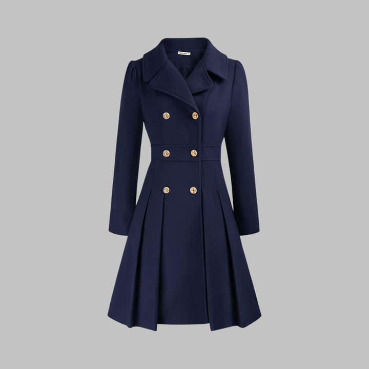 Women's Double Button Long Sleeve Coat - Elegant & Timeless
