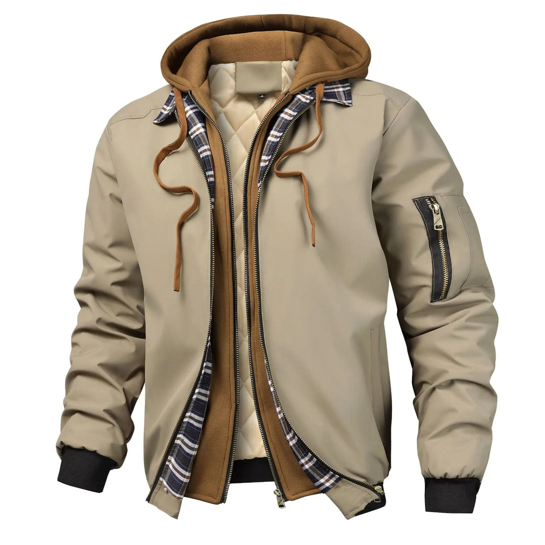 Men's Quilted Cotton Bomber Hooded Jacket – Insulated Layering – view 4