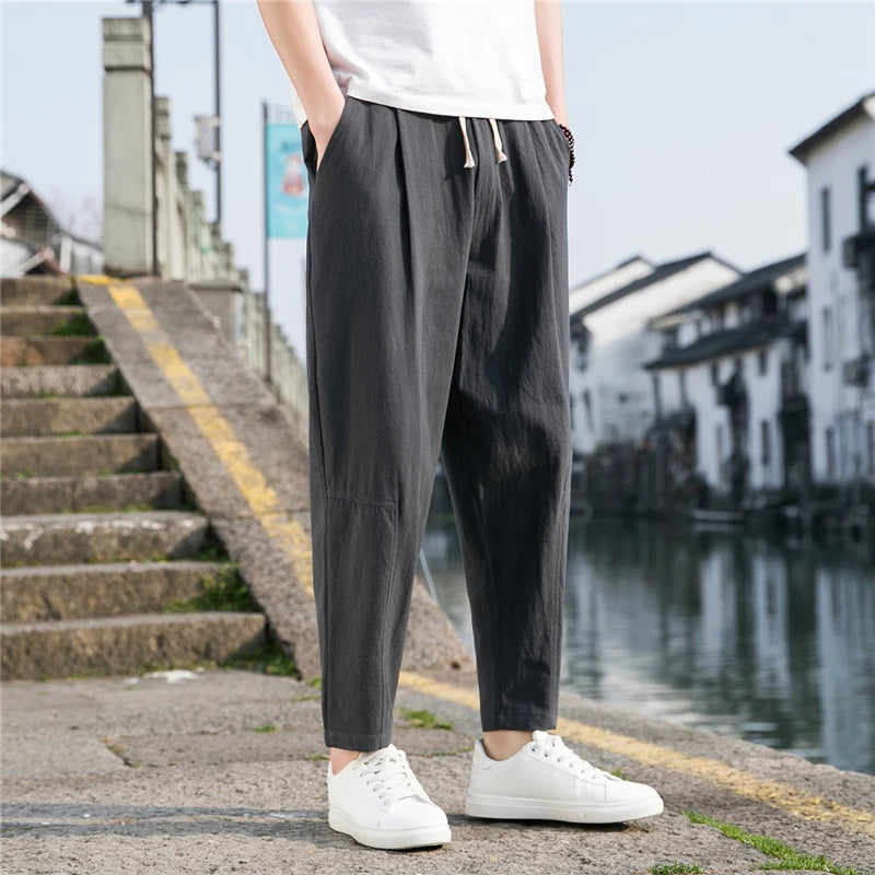 Men's Linen Drawstring Trousers – Veneto Relaxed Summer Wear – view 4