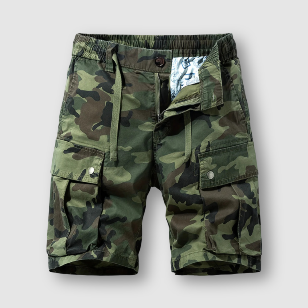 Men's Cotton Camo Cargo Shorts – Drawstring Outdoor Shorts – view 3
