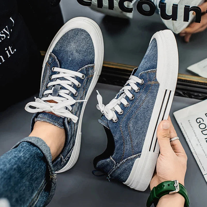 Men's Denim Trainers – Casual Low-Top Sneakers with Grip Sole – view 3