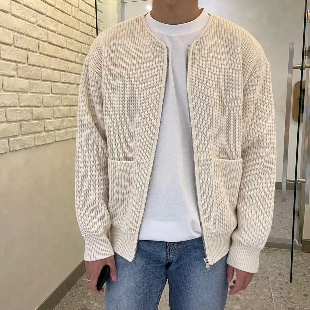 Men's Textured Knit Cardigan – Classic Smart Casual Layering – view 7
