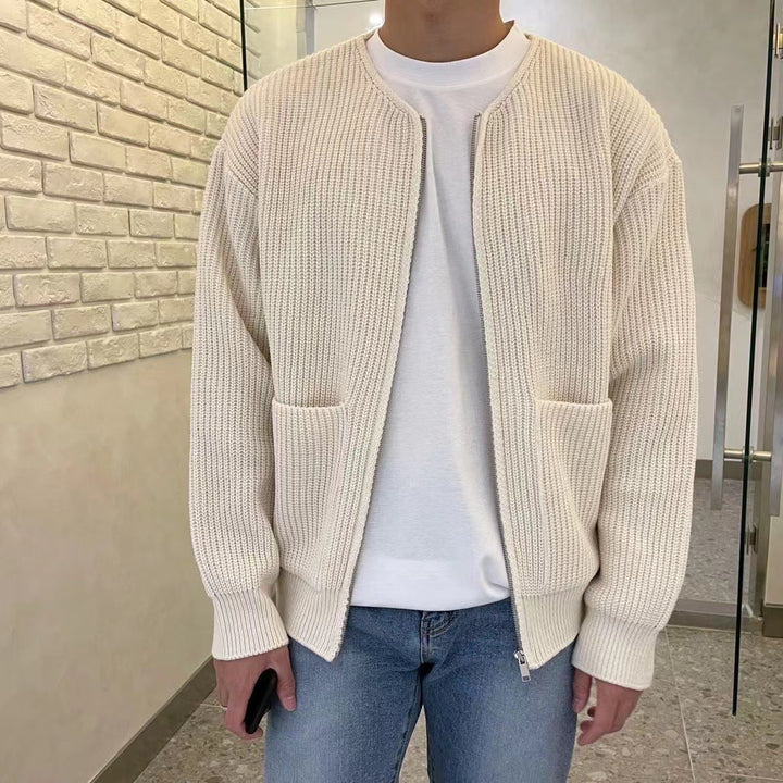 Men's Textured Knit Cardigan – Classic Smart Casual Layering – view 7