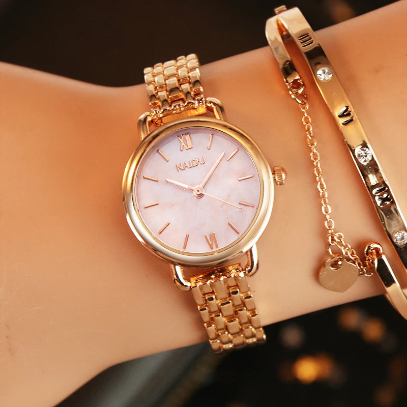 Women's Siena Marble Dial Watch – Stainless Steel Quartz Timepiece – view 3