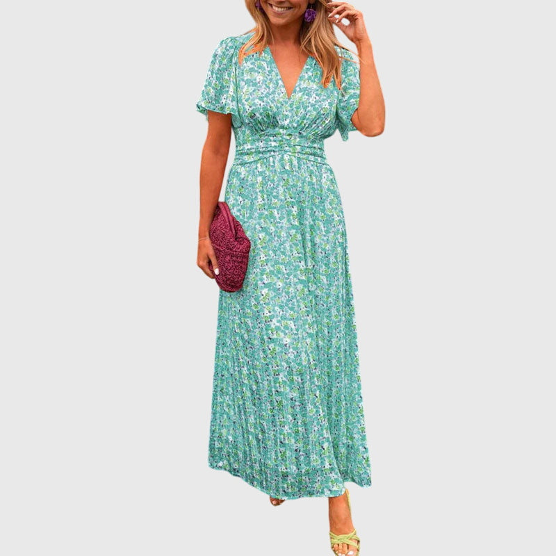 Women's Floral V-Neck Summer Dress - Breezy & Elegant