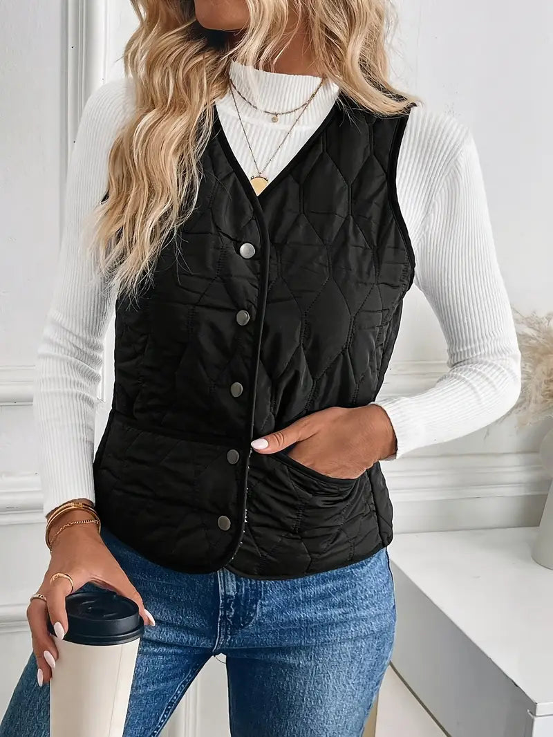 Women's Diamond Quilted Gilet – Sherpa-Lined Layering Vest – view 7