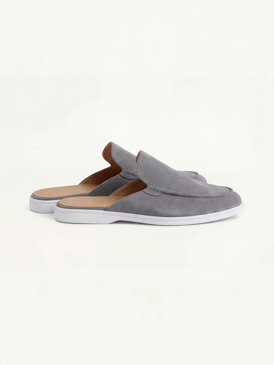 Men's Leather Slip-On Mules – Yacht Loafers – Grey – view 4