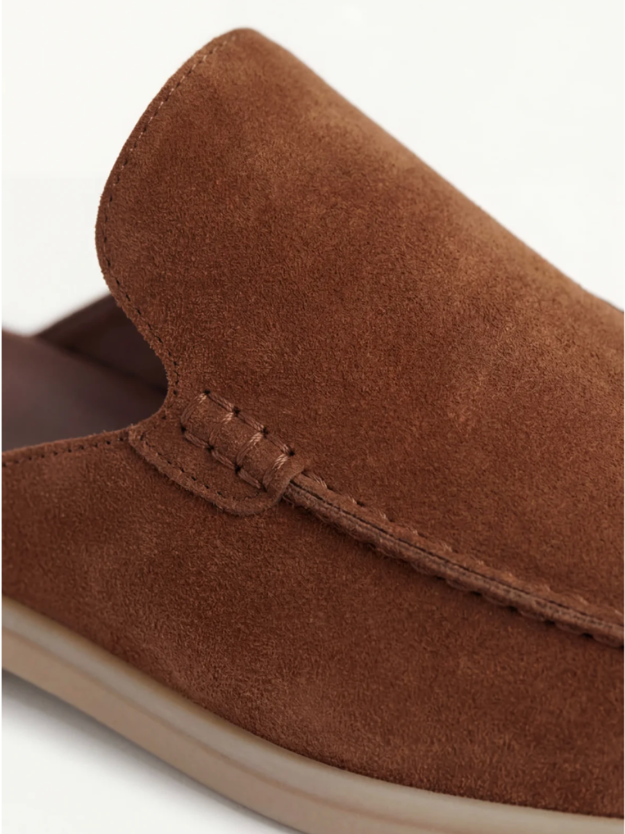 Men's Leather Slip-On Mules – Yacht Loafers – Maroon – view 4