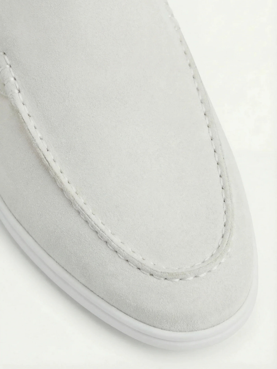 Men's Leather Slip-On Mules – Yacht Loafers – White – view 3