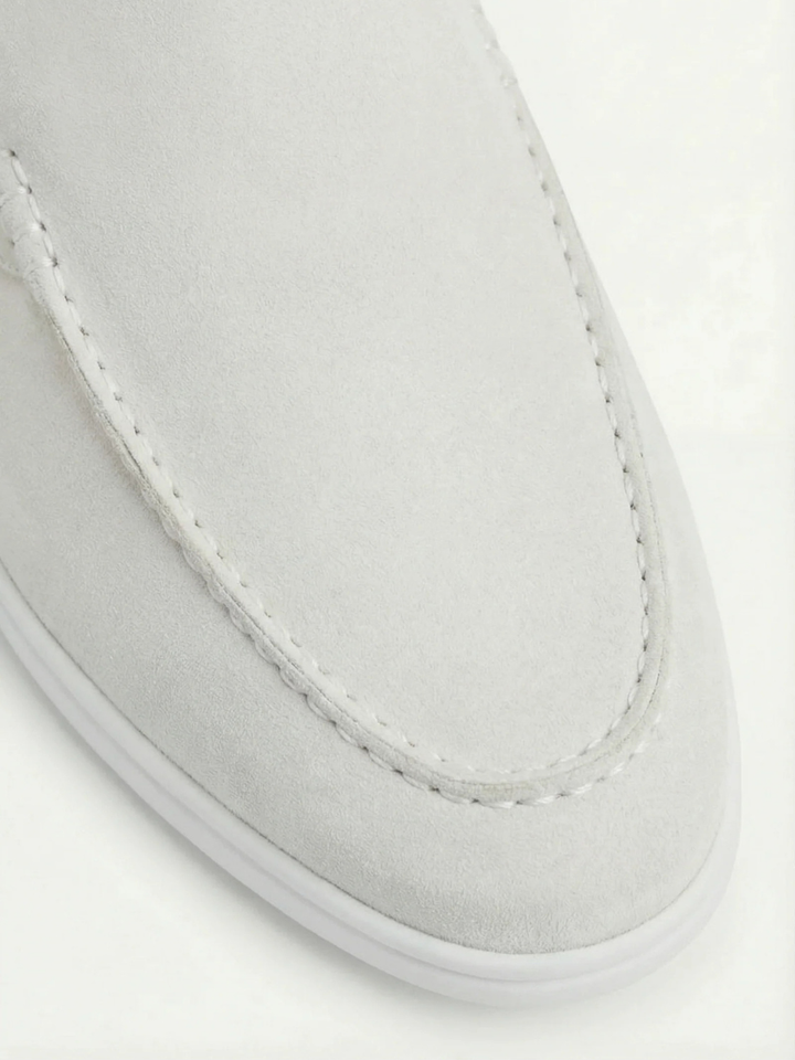 Men's Leather Slip-On Mules – Yacht Loafers – White – view 3