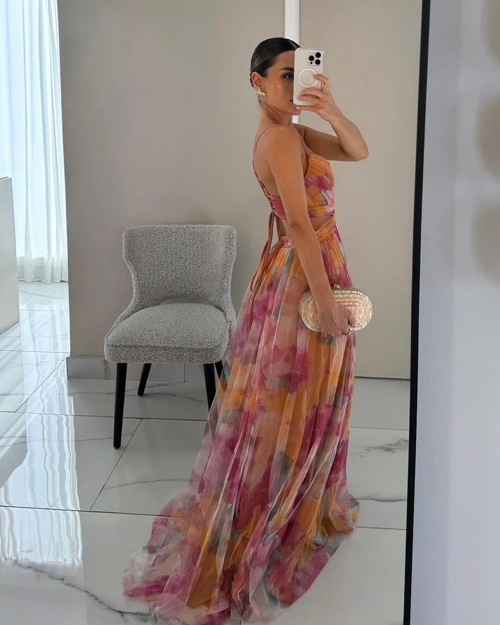 Women's Floral Print Maxi Dress – Romantic Summer Occasionwear – view 8